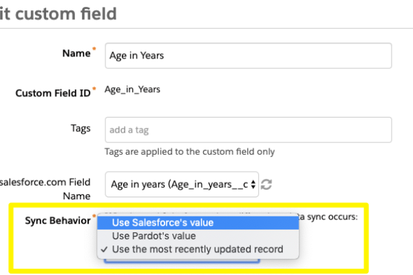 pardot field sync